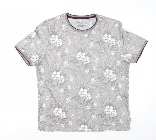 Ted Baker Men’s Grey Floral Cotton Crew Neck T-Shirt 3XL