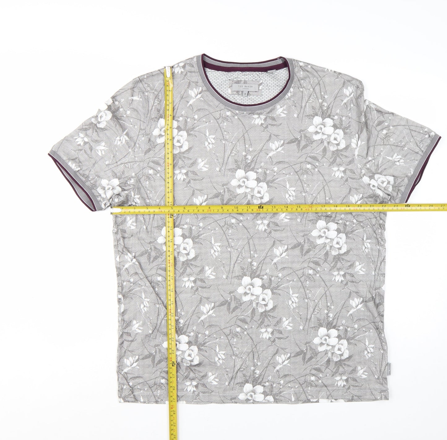 Ted Baker Men’s Grey Floral Cotton Crew Neck T-Shirt 3XL