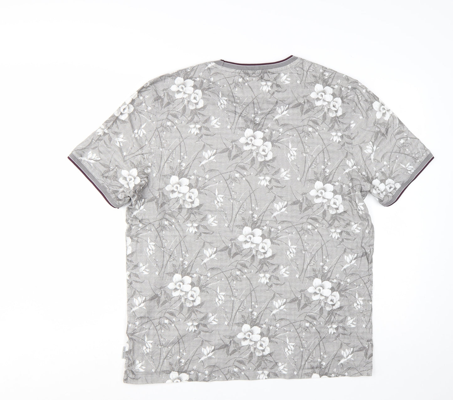 Ted Baker Men’s Grey Floral Cotton Crew Neck T-Shirt 3XL
