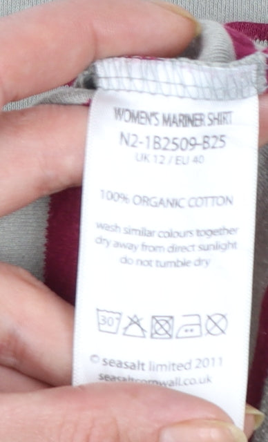 Seasalt Cornwall Women’s Multicoloured Striped Cotton Long Sleeve T-Shirt Size 12