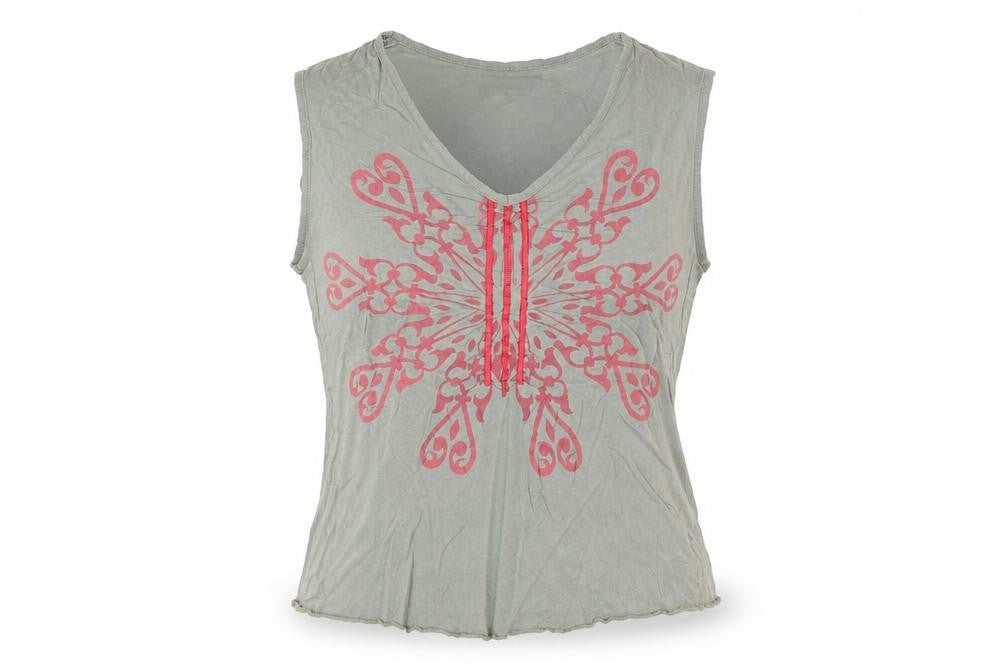 Falmer Heritage Womens Grey Floral Viscose Stretch Sleeveless Tank Top Size 10
