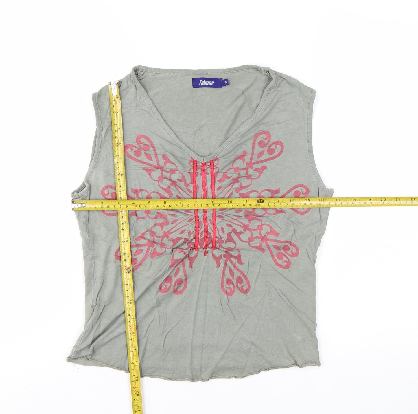 Falmer Womens Grey Floral Viscose Stretch Sleeveless Tank Top Size 10