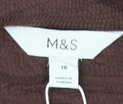 Marks and Spencer Women's Brown Cotton Collared Blouse Size 16