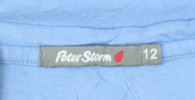 Peter Storm Women's Blue Nautical Embroidered Cotton T-Shirt Size 12