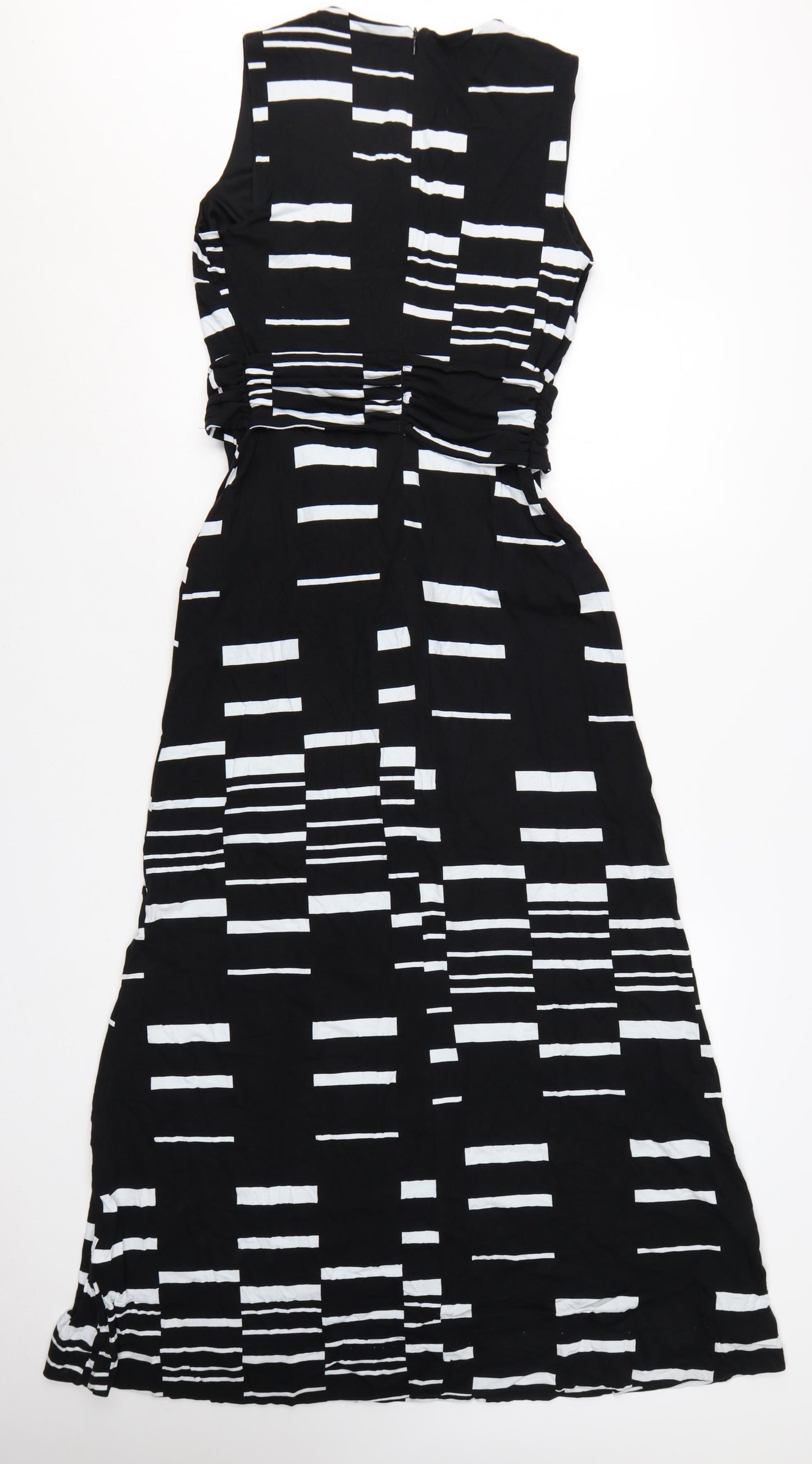 Phase Eight Women's Black White Midi Wrap Dress Size 12
