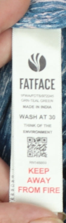 FatFace Women Teal Green Midi Shirt Dress Size 12 Viscose Long Sleeve