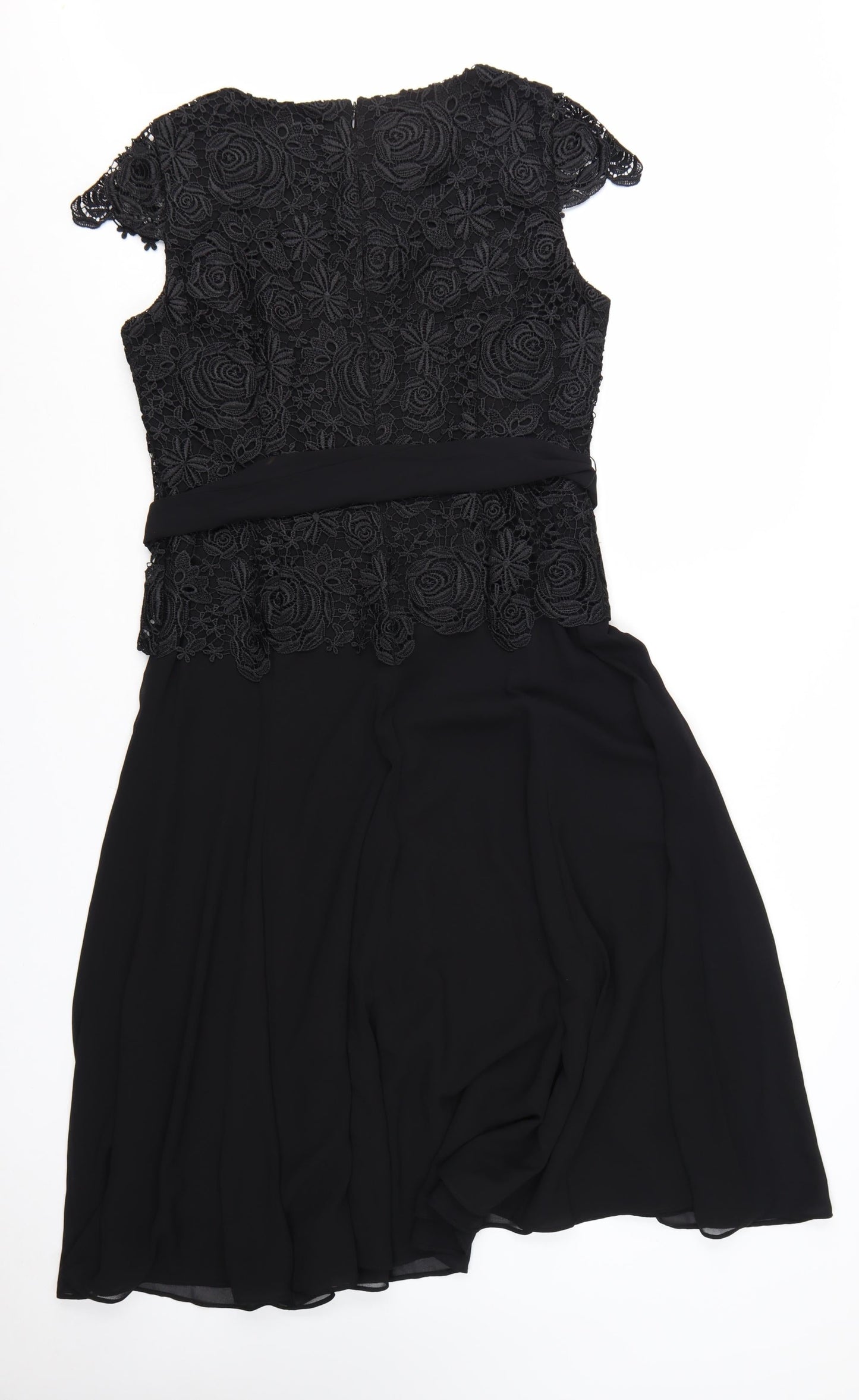 Jacques Vert Women's Black Lace A-Line Knee Length Dress Size 12
