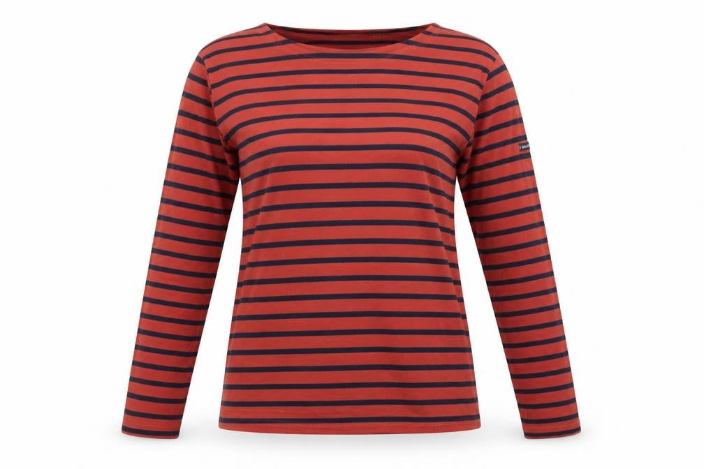 Armor Lux Women Red Striped Long Sleeve Cotton Nautical Top S