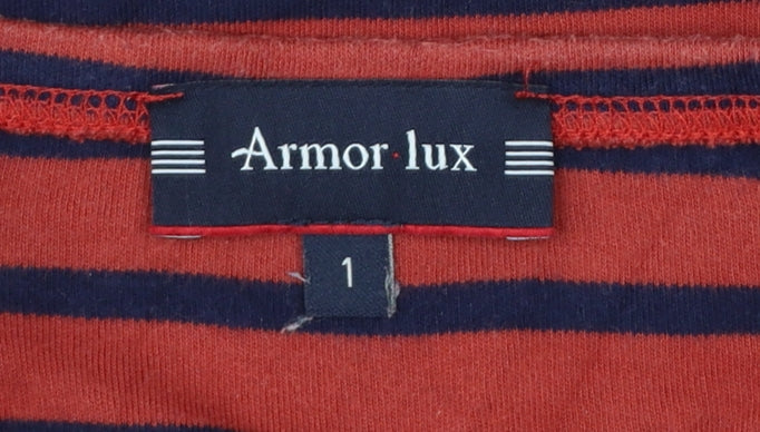 Armor Lux Women Red Striped Long Sleeve Cotton Nautical Top S