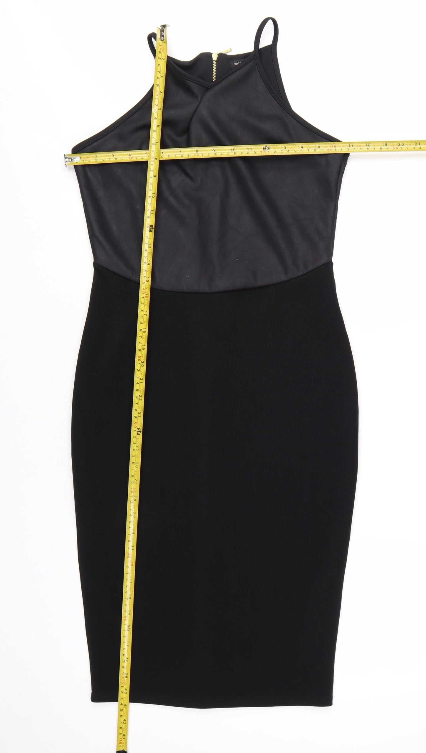 River Island Women's Black Halter Bodycon Dress Size 14