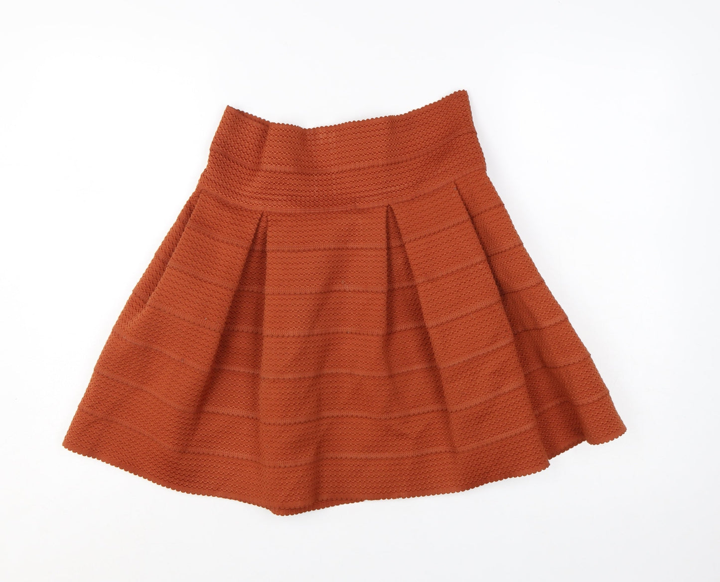 H&M Women Brown A-Line Pleated Knit Skirt Size 12