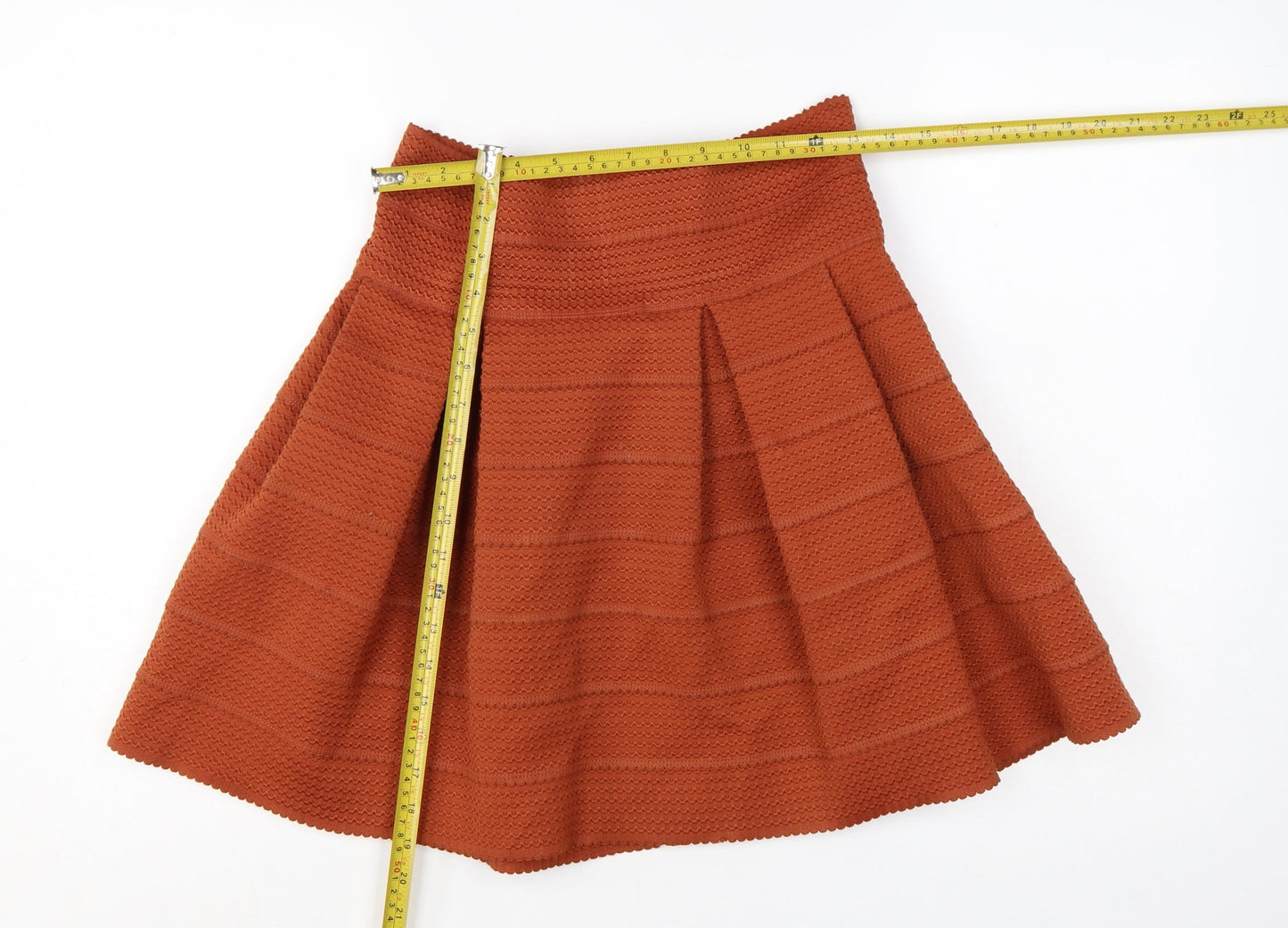 H&M Women Brown A-Line Pleated Knit Skirt Size 12
