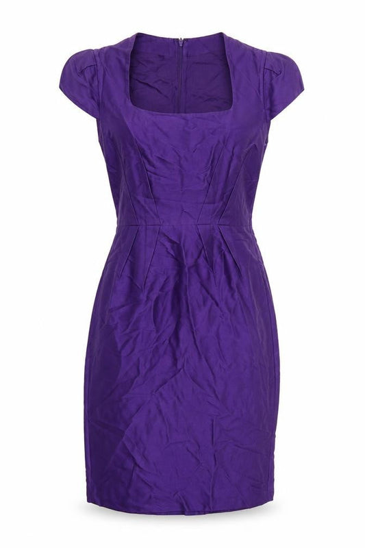 Hobbs Women Purple Size 8 Sheath Silk Wool Knee Length Dress