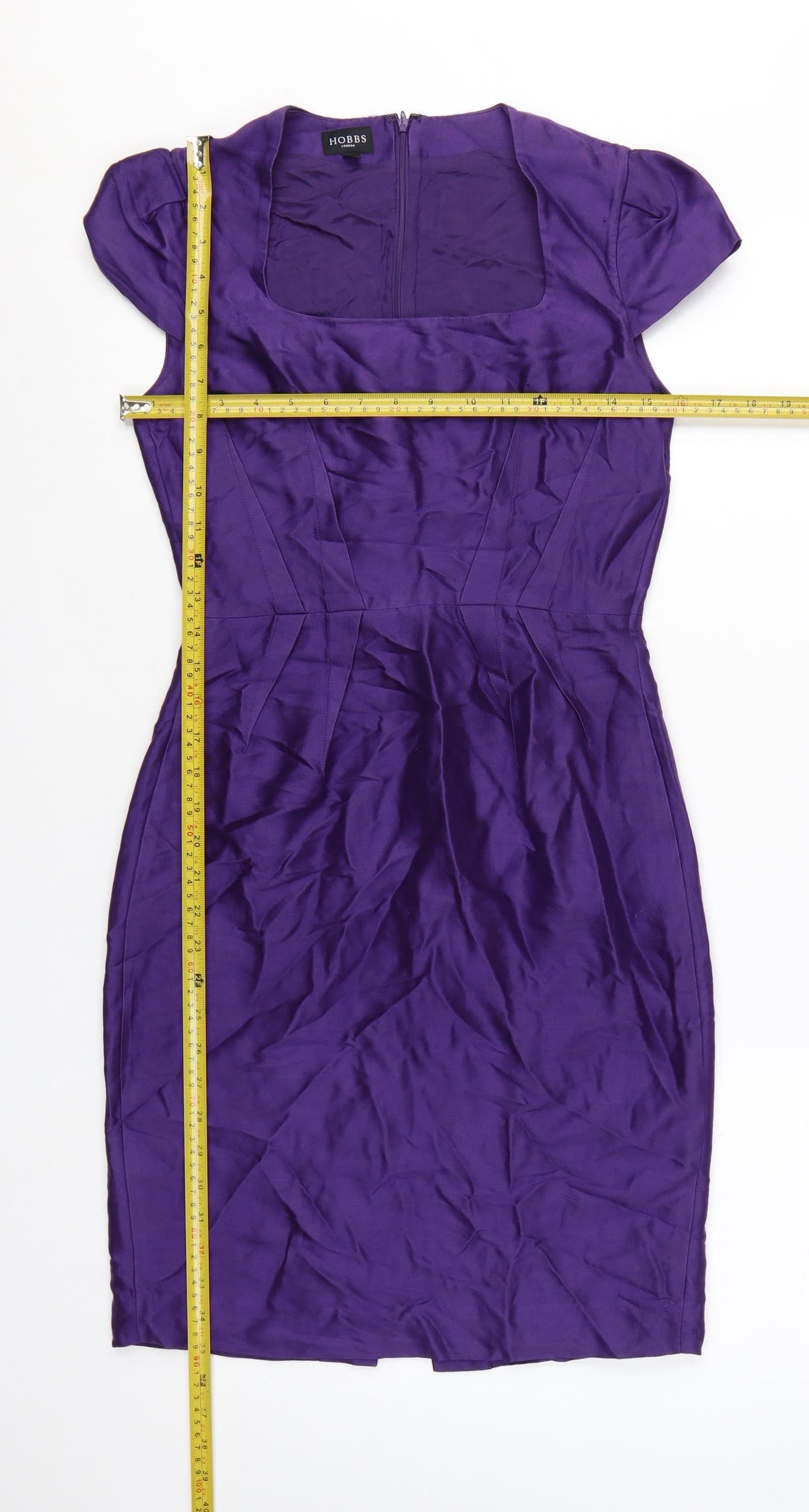 Hobbs Women Purple Size 8 Sheath Silk Wool Knee Length Dress