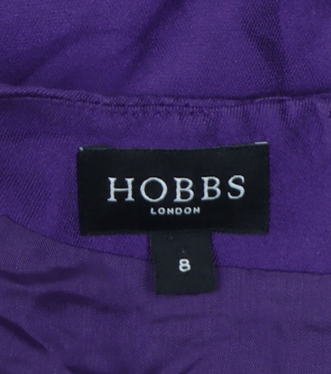 Hobbs Women Purple Size 8 Sheath Silk Wool Knee Length Dress