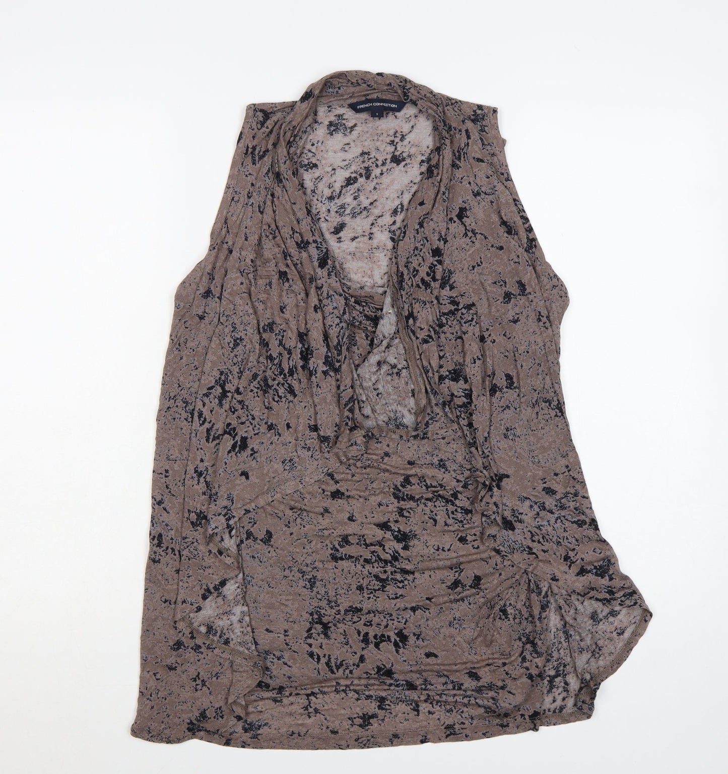 French Connection Women's Brown Sleeveless Wrap Blouse Size S