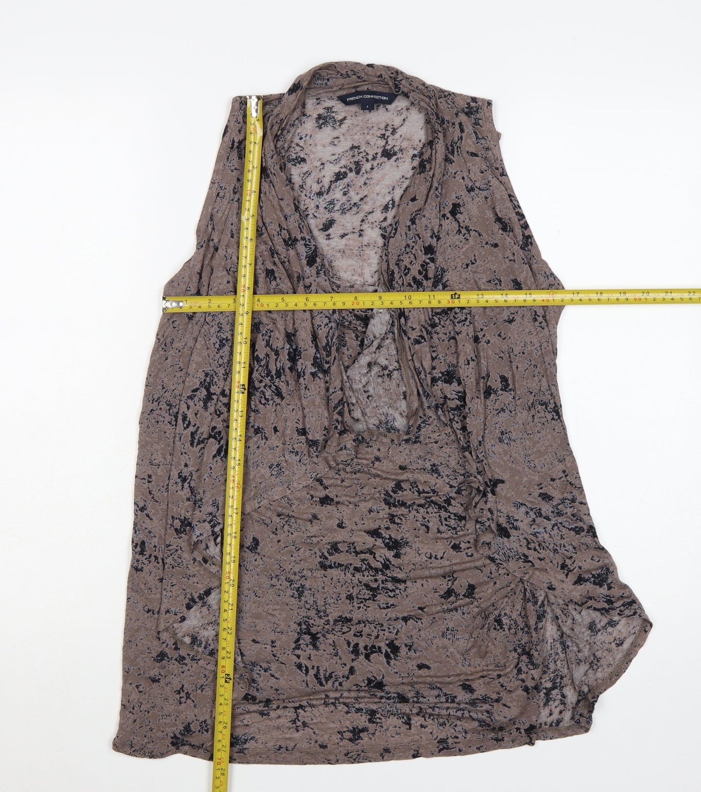 French Connection Women's Brown Sleeveless Wrap Blouse Size S