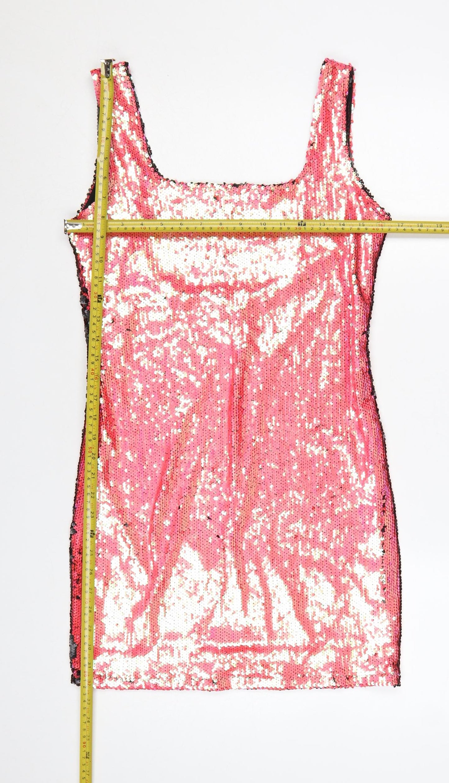 Motel Women’s Pink Sequin Bodycon Sleeveless Party Dress L