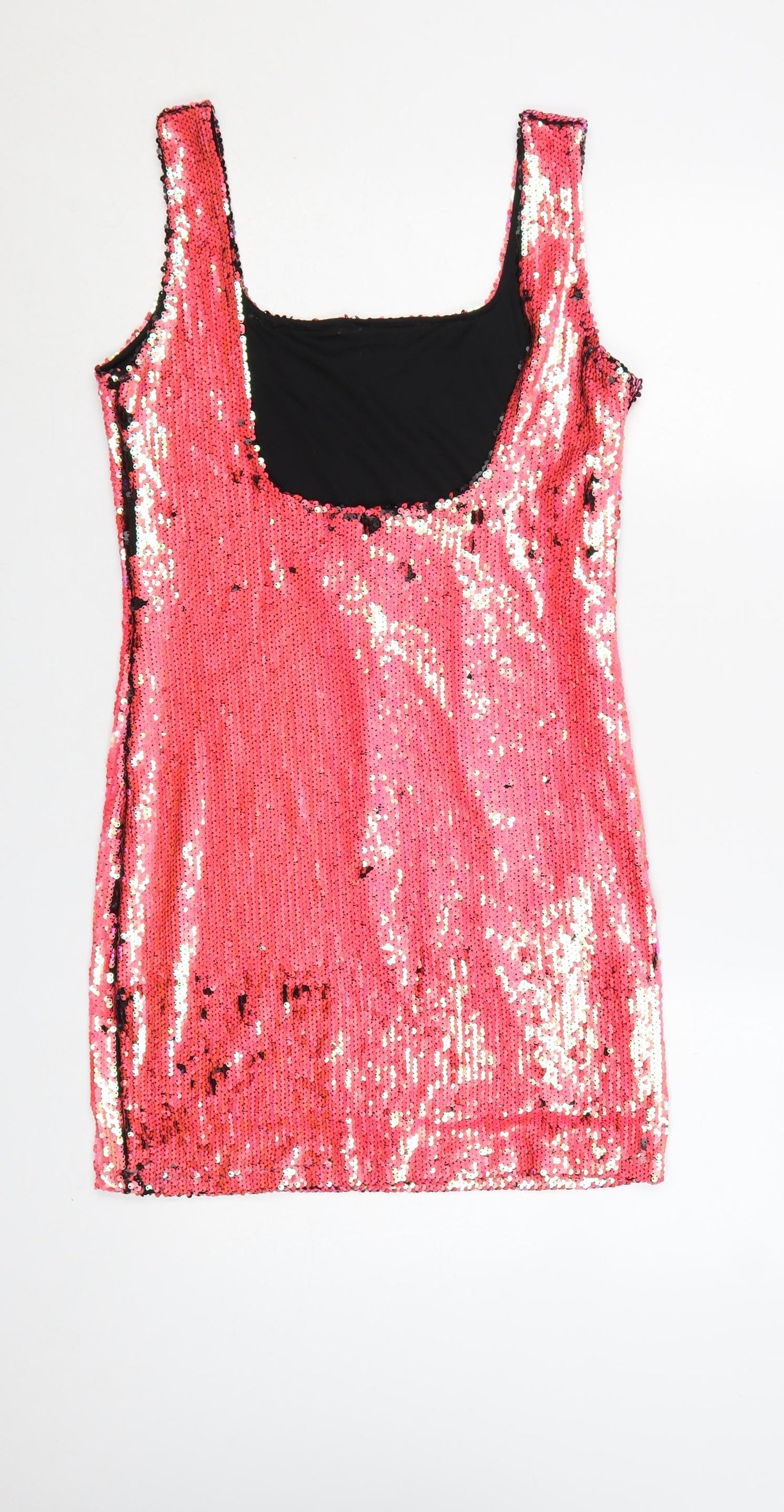Motel Women’s Pink Sequin Bodycon Sleeveless Party Dress L