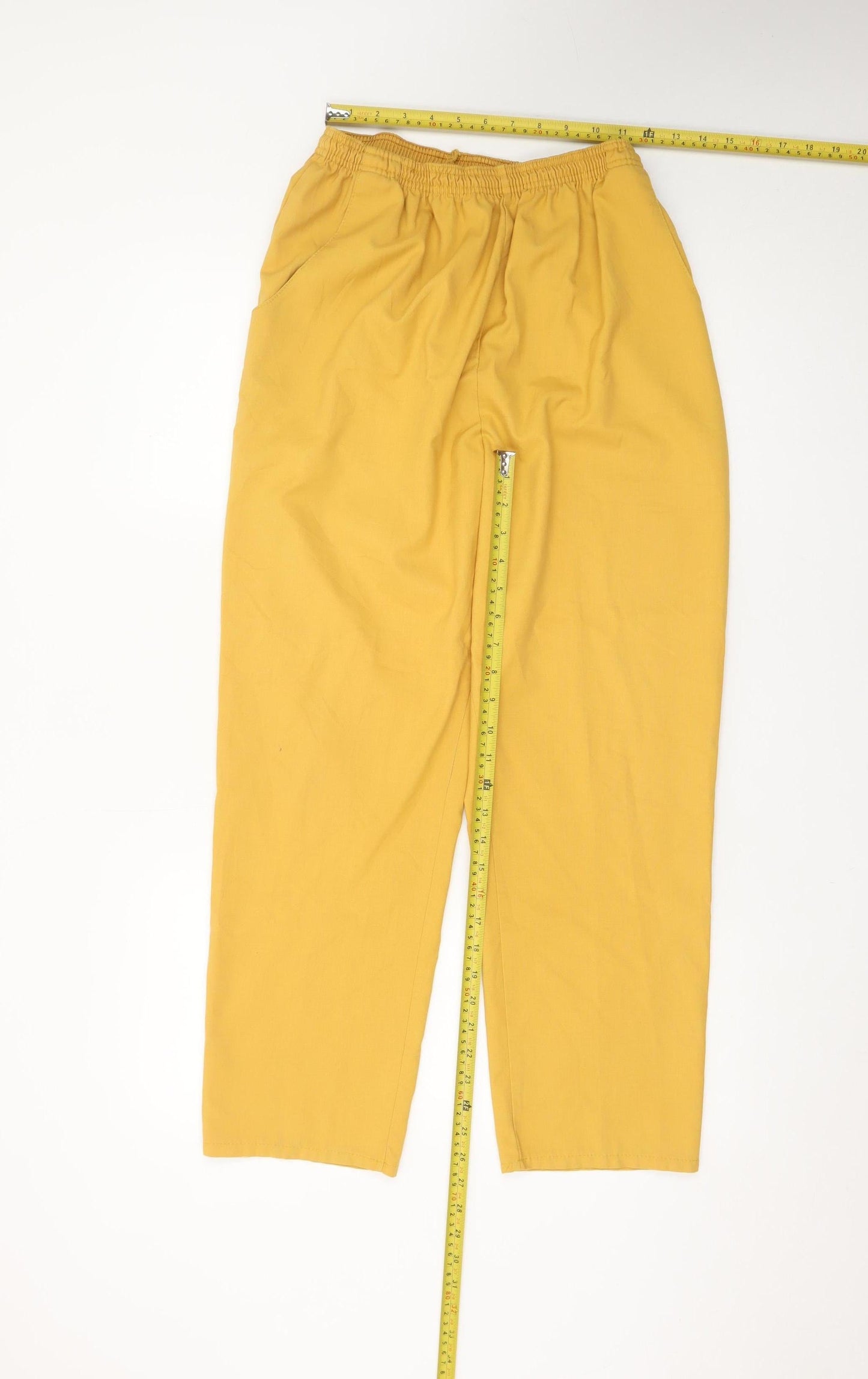 Rushcliffe Womens Mustard Yellow Elastic Waist Tapered Trousers Size 16