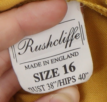 Rushcliffe Womens Mustard Yellow Elastic Waist Tapered Trousers Size 16