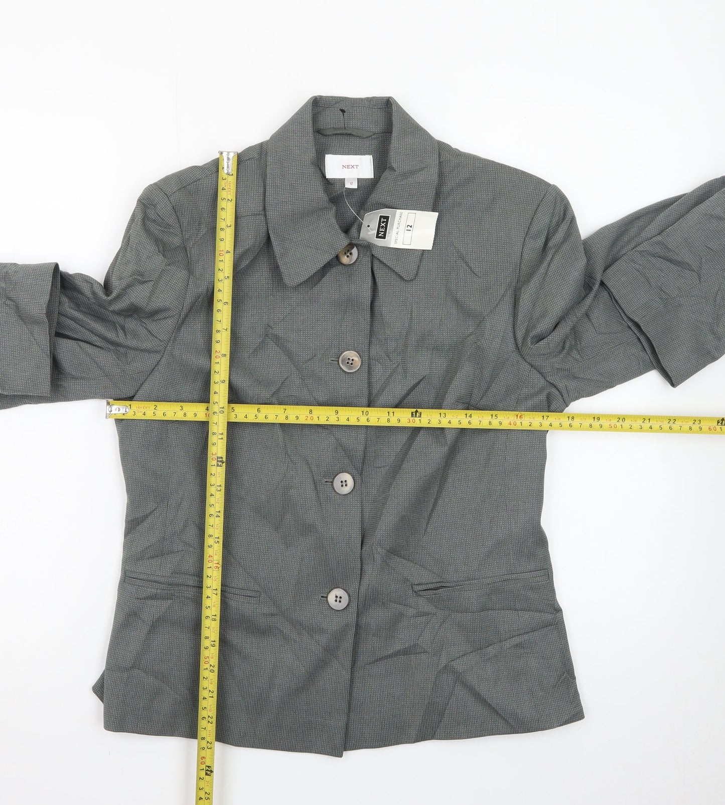 Next Women Grey Size 12 Single-Breasted Suit Jacket