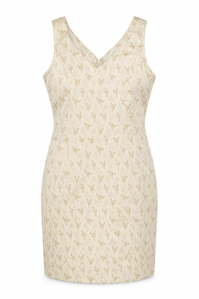 BHS Women Beige Floral Jacquard Sleeveless Sheath Dress Size 16
