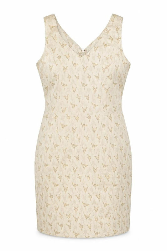 BHS Women Beige Floral Jacquard Sleeveless Sheath Dress Size 16