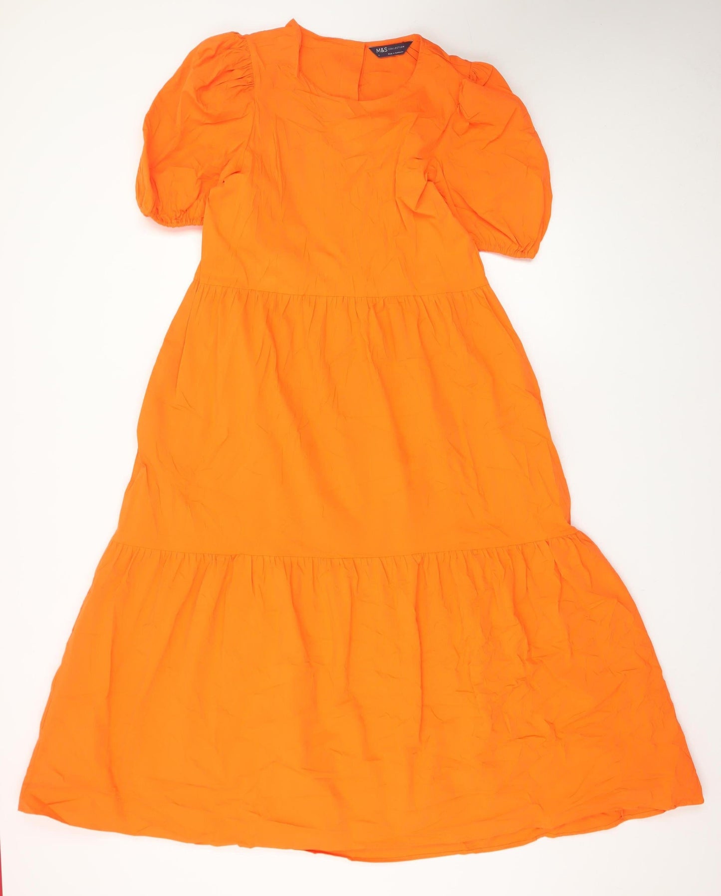 Marks and Spencer Women’s Orange Cotton A-Line Midi Dress Size 8