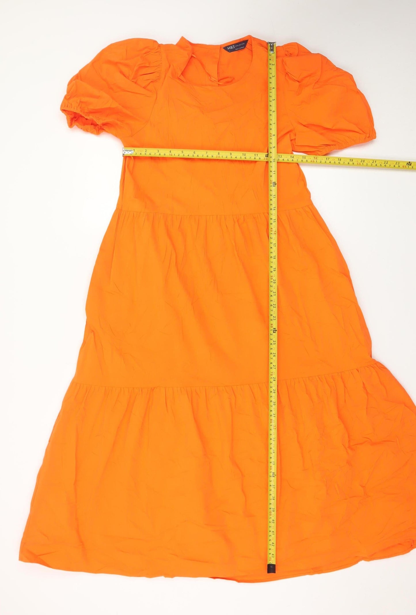 Marks and Spencer Women’s Orange Cotton A-Line Midi Dress Size 8