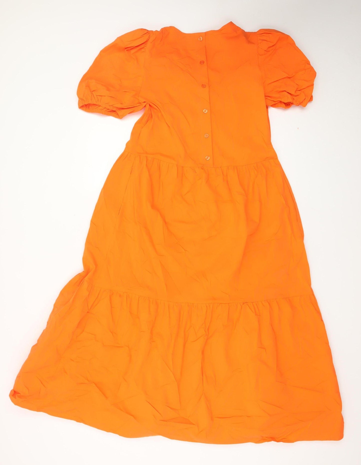Marks and Spencer Women’s Orange Cotton A-Line Midi Dress Size 8