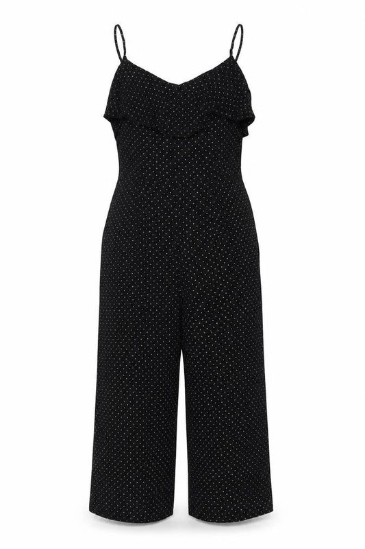 Oasis Women’s Black Polka Dot Ruffle Sleeveless Jumpsuit Size 8
