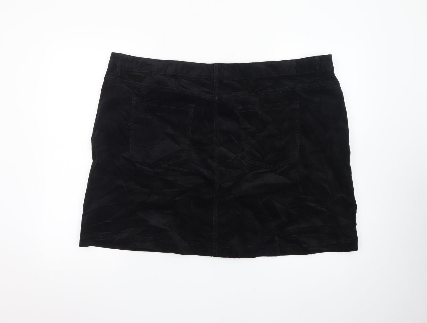 Marks and Spencer Women's Black Velvet Button Front Mini Skirt Size 24