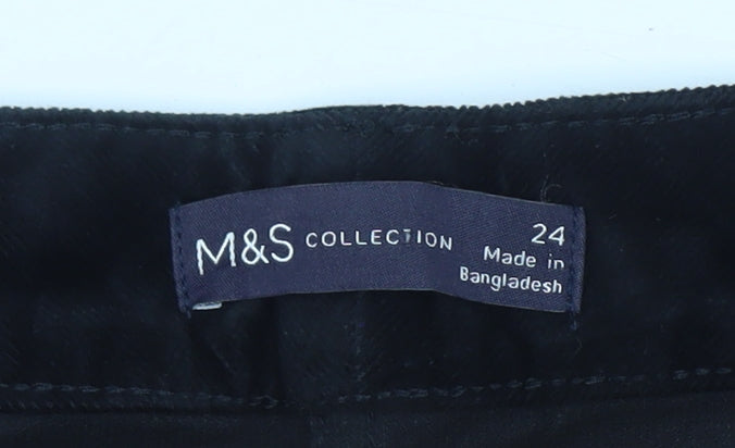 Marks and Spencer Women's Black Velvet Button Front Mini Skirt Size 24