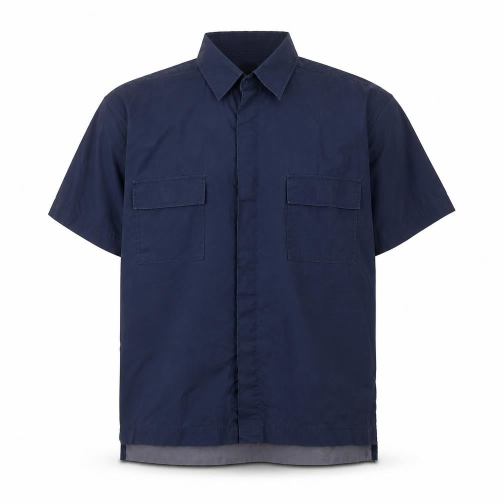 Republic Men's Blue Short Sleeve Cotton Button-Up Shirt L