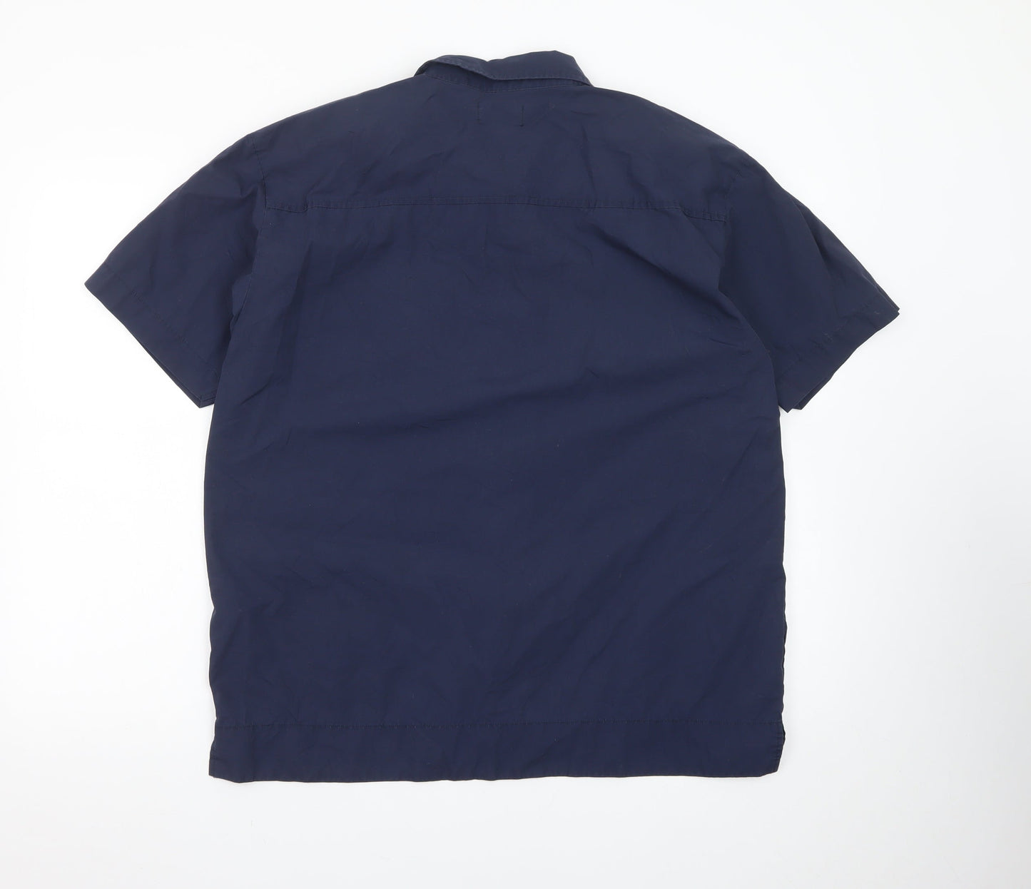 Republic Men's Blue Short Sleeve Cotton Button-Up Shirt L
