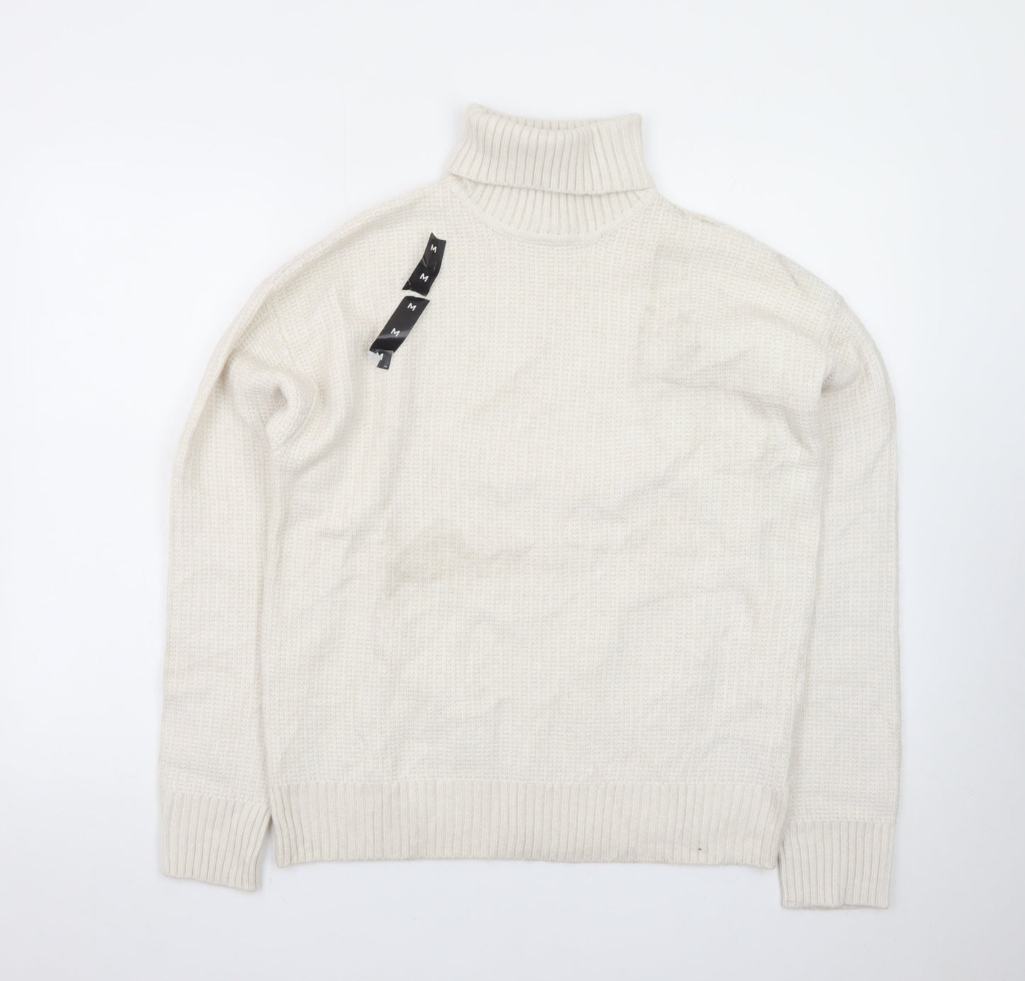 Marks and Spencer Men's Ivory Roll Neck Wool Jumper M
