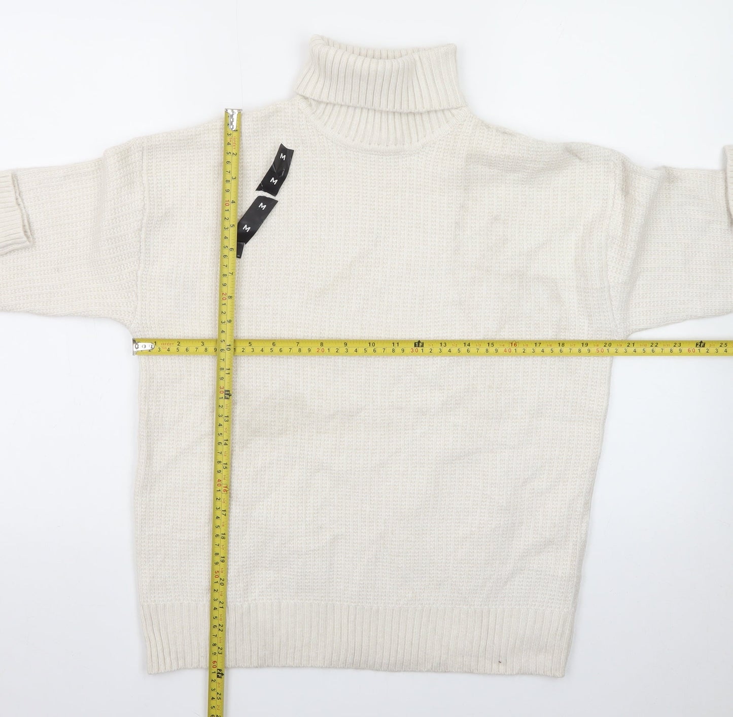 Marks and Spencer Men's Ivory Roll Neck Wool Jumper M