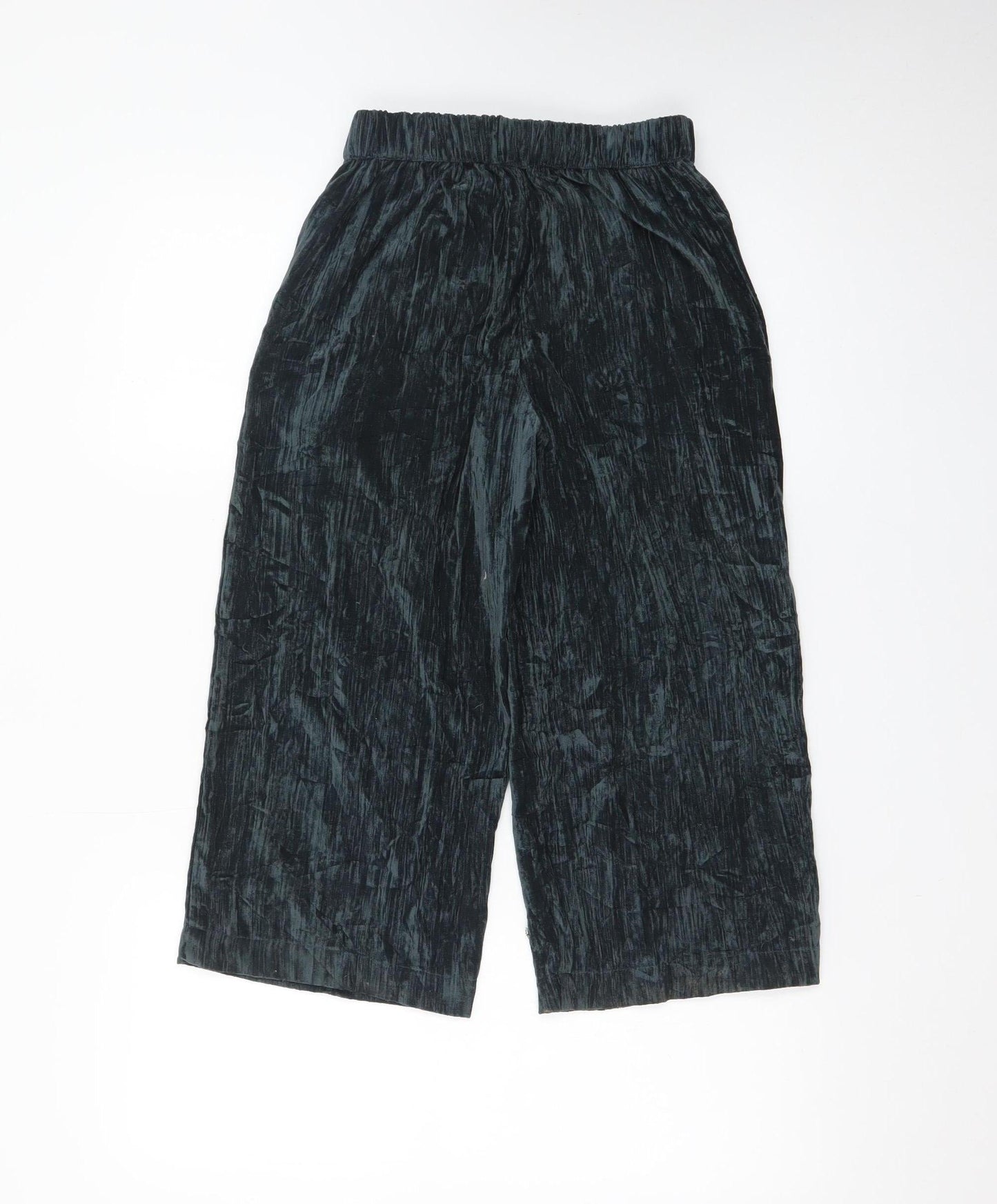 ZARA Girls Black Velvet Embellished Wide Leg Trousers Age 8 Years