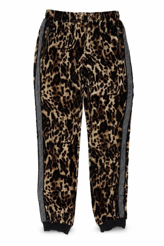 NÜ Denmark Women's Brown Animal Print Velour Jogger Trousers Size S