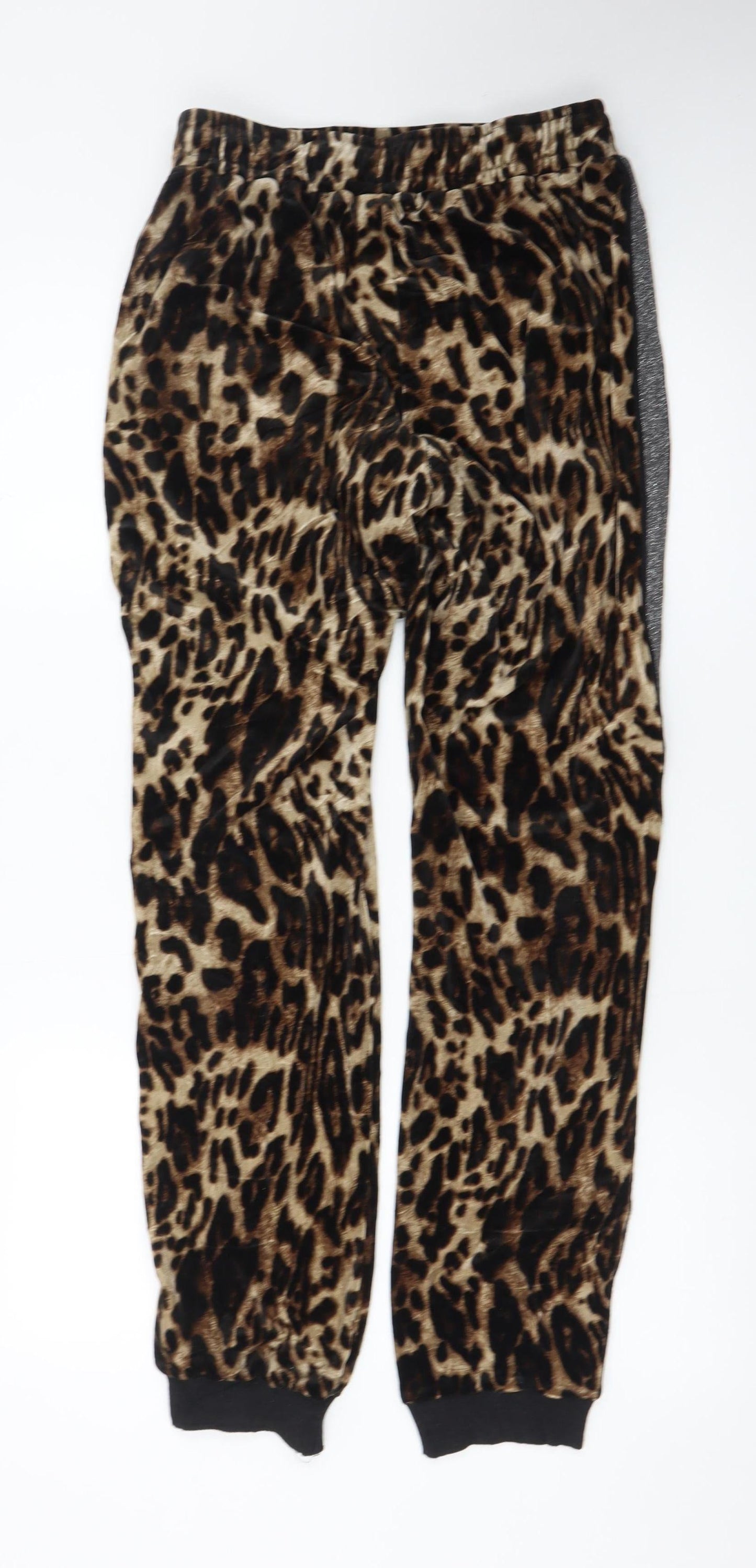 NÜ Denmark Women's Brown Animal Print Velour Jogger Trousers Size S