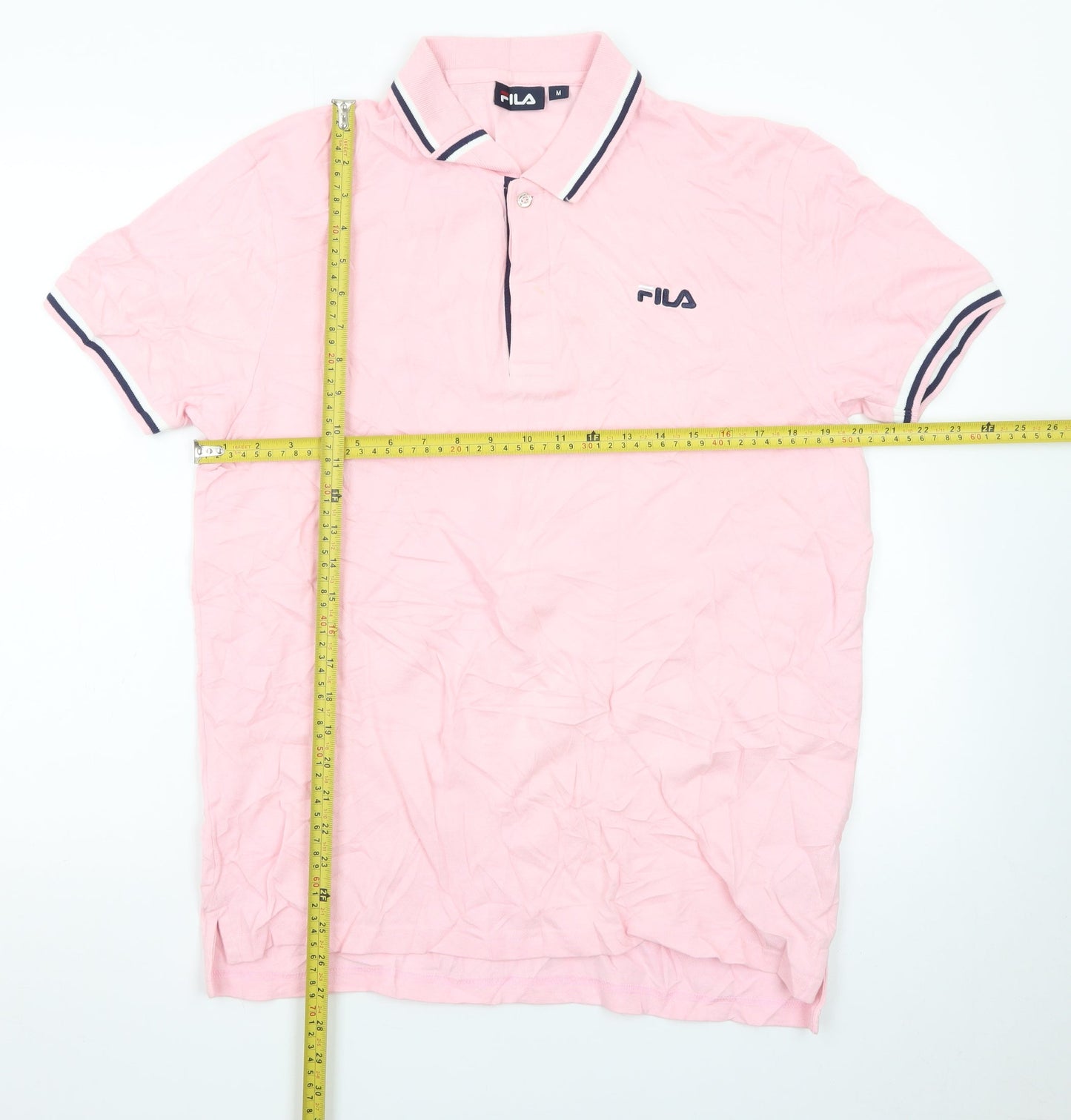 FILA Men's Pink Short Sleeve Cotton Polo Shirt Size M
