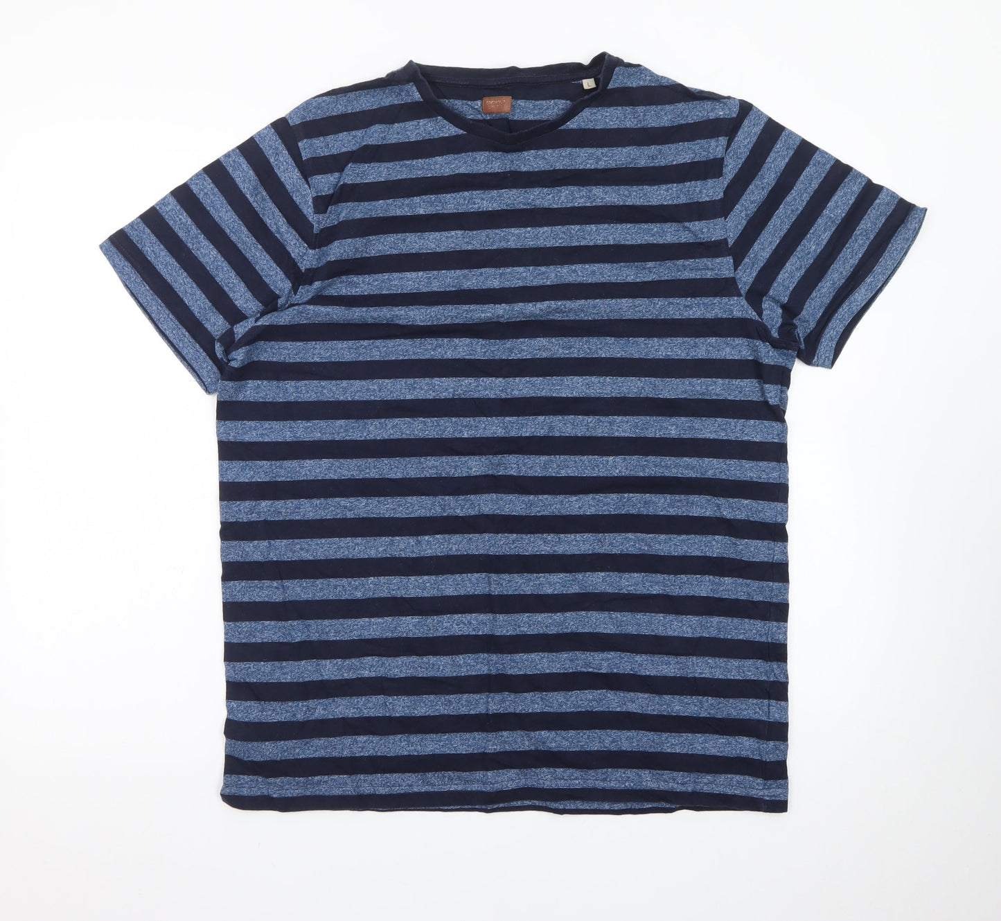 Common People Men's Blue Striped Cotton T-Shirt Size L