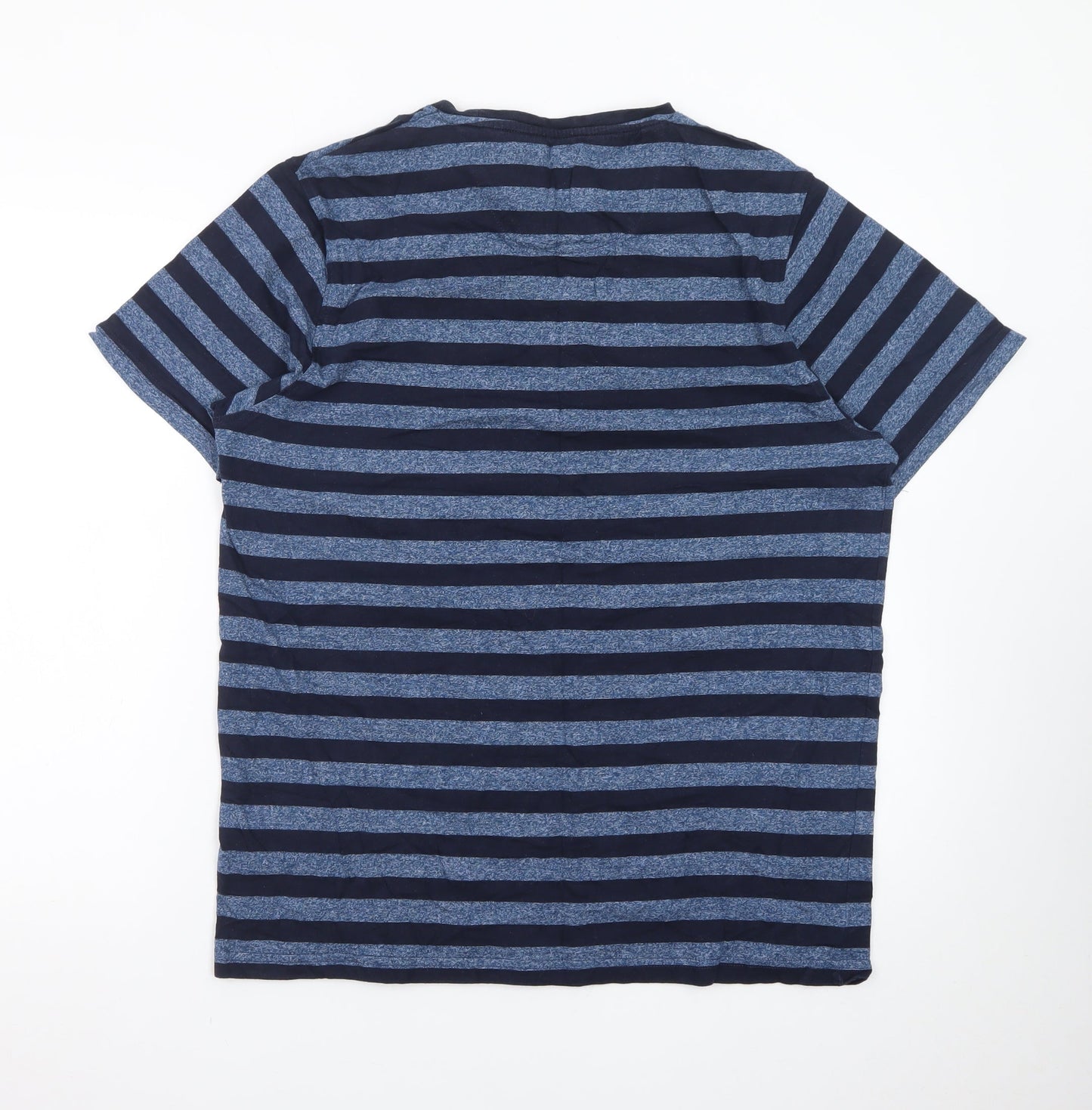 Common People Men's Blue Striped Cotton T-Shirt Size L