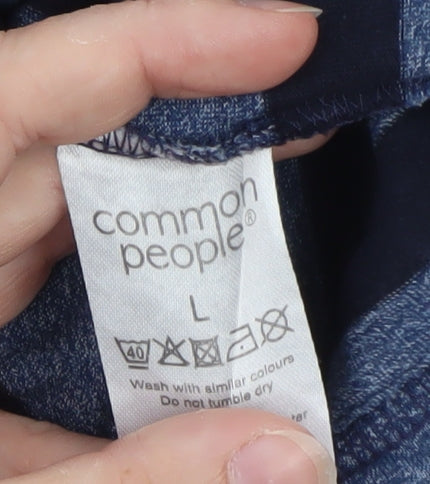 Common People Men's Blue Striped Cotton T-Shirt Size L