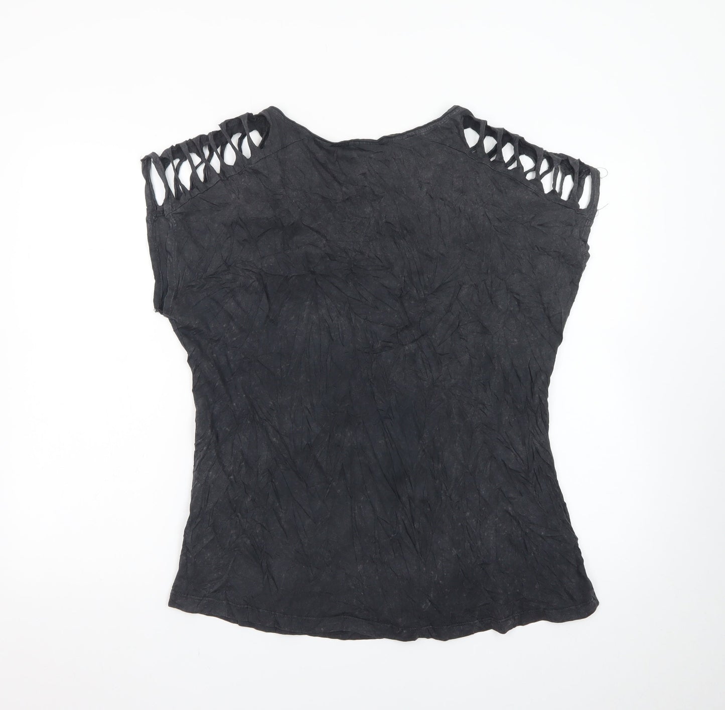 Disney Women’s Black Hades Graphic Cut-Out Sleeveless T-Shirt Size L