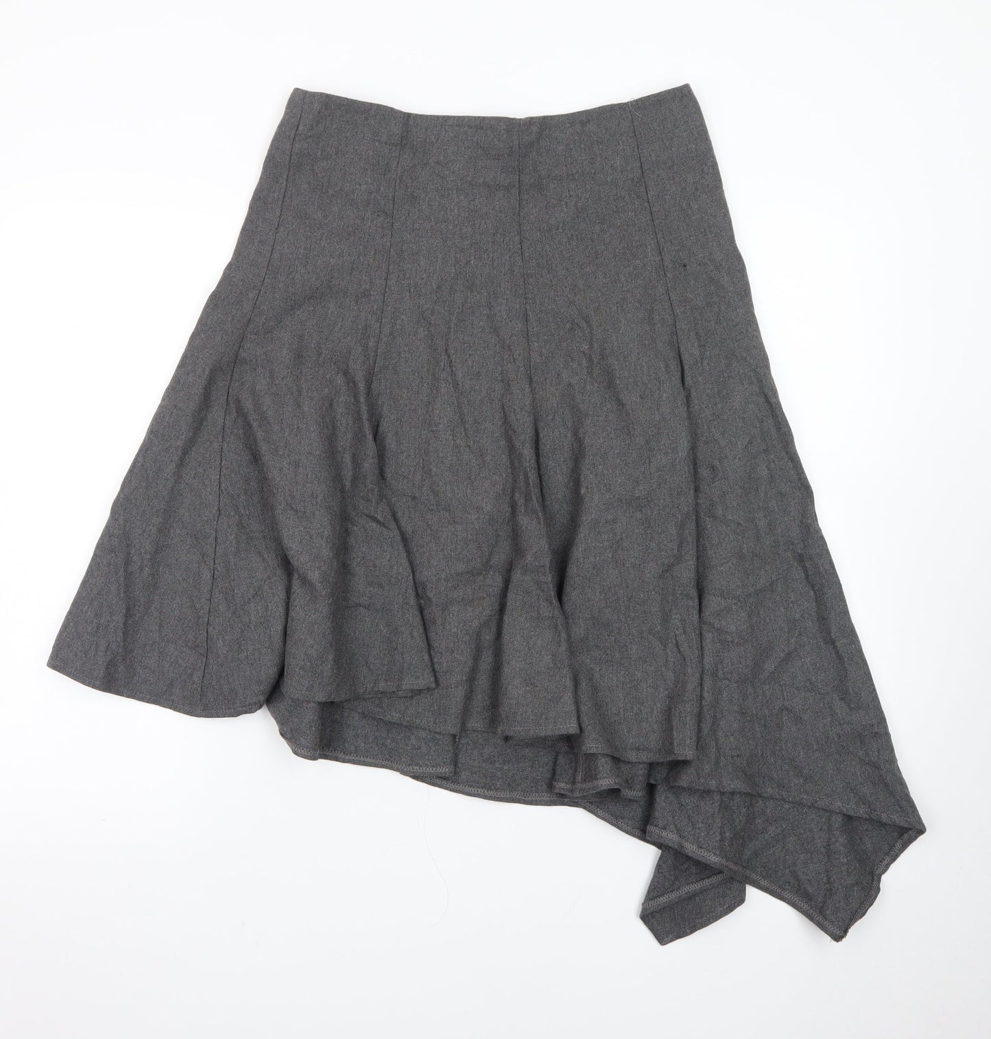 Topshop Women's Grey Asymmetric Midi Skirt Size 10