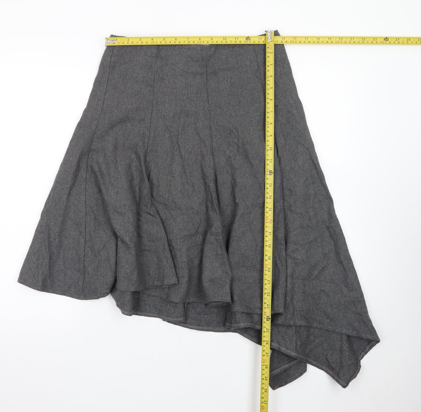Topshop Women's Grey Asymmetric Midi Skirt Size 10