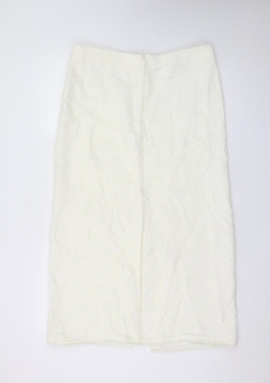 Marks and Spencer Women’s White Tweed High Rise Midi Skirt Size 14