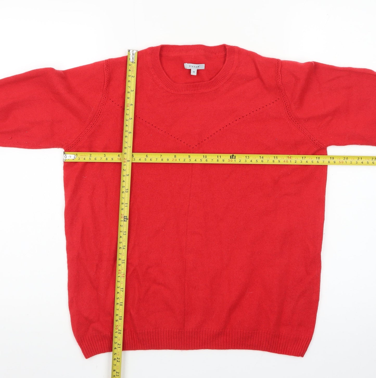 Jigsaw Women's Red Wool Crew Neck Jumper Size M